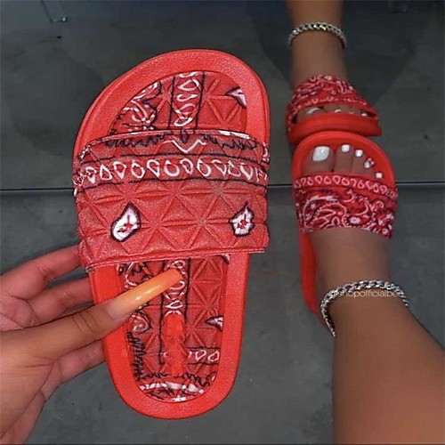 

Women's Slippers & Flip-Flops Flat Heel Open Toe Rubber Color Block White Black Red
