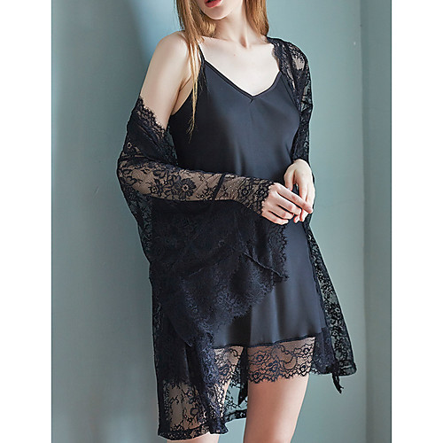 

Women's Ultra Sexy Suits Pajamas Lace Solid Colored Nylon Casual Deep V Daily Daily Wear