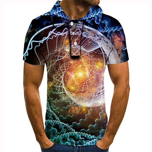 

Men's Golf Shirt 3D Print Graphic Prints Machine Button-Down Short Sleeve Street Tops Casual Fashion Cool Orange / Sports