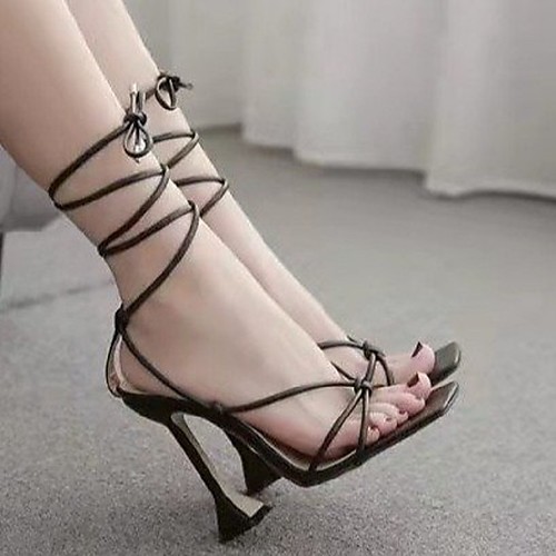 

Women's Heels Stiletto Heel Square Toe PU Solid Colored Almond White Black