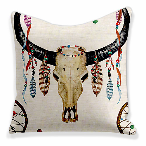 

Double Side 1 Pc Cushion Cover Print 45x45cm Faux Linen for Sofa Bedroom Animal Yak
