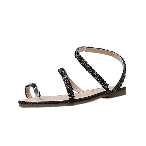 

Women's Sandals Bunion Sandals Flat Heel Open Toe Rubber Rhinestone Solid Colored Black Silver