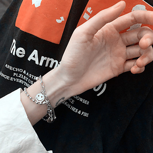 

Bracelet Layered Face Laugh Stylish Punk European Trendy Alloy Bracelet Jewelry Silver For Anniversary Party Evening Date Birthday Festival