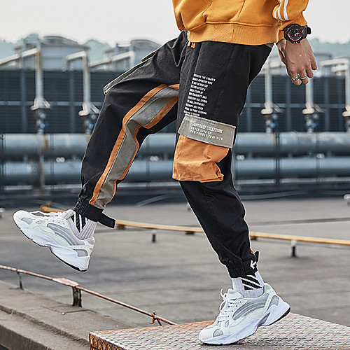 

Men's Casual / Sporty Athleisure Breathable Outdoor Sports Sport Daily Pants Tactical Cargo Pants Color Block Letter Full Length Drawstring Pocket Black Gray
