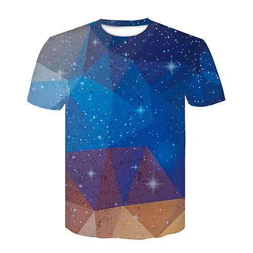 

Men's T shirt 3D Print 3D Rivet Mesh Short Sleeve Casual Tops Black Blue Yellow
