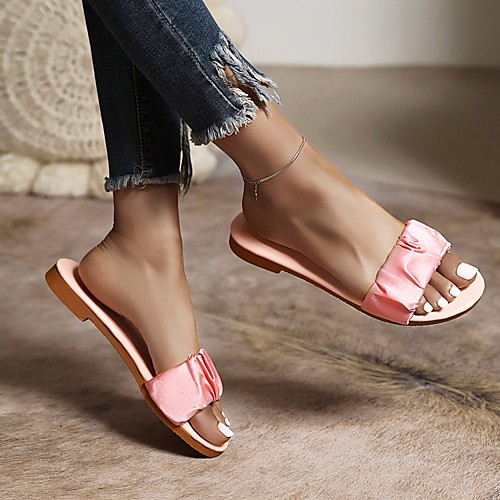 

Women's Sandals Outdoor Slippers Flat Heel Round Toe PU Synthetics Pink