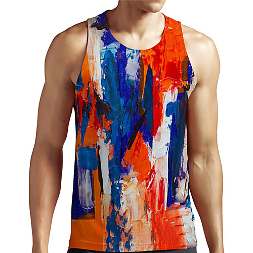 

Men's Unisex Tank Top Undershirt Shirt 3D Print Graphic Prints Graffiti Plus Size Print Sleeveless Casual Tops Basic Designer Big and Tall Round Neck Blue / Summer