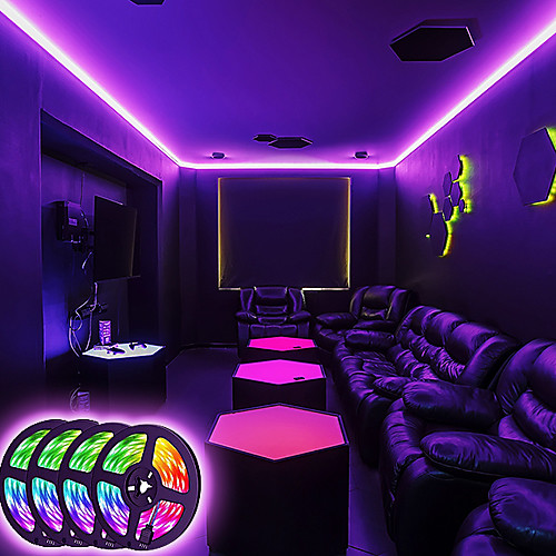 

LED Strip Lights Music Sync RGB Strips 20M Tape Light 600LEDs SMD5050 Color Changing Bluetooth Controller 24Key Remote Control Decoration for Home TV Party - APP Controlled