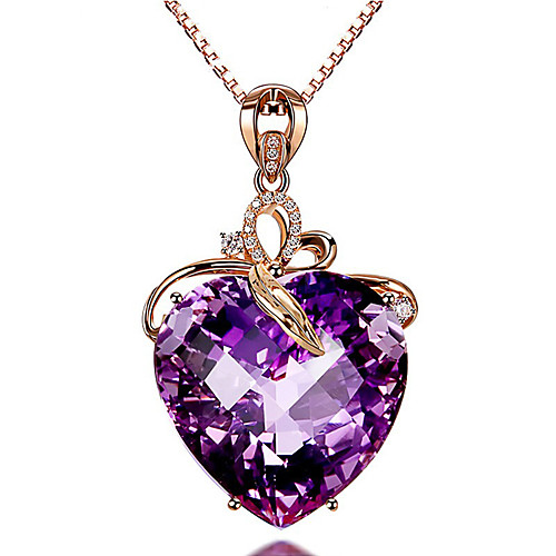 heart shaped amethyst pendant women 18k gold plated colorful gemstone pendant love heart amethyst necklace women