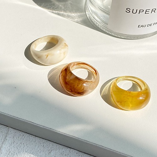 

Band Ring Retro Purple Yellow Blushing Pink Resin Stylish Simple European 1pc 8