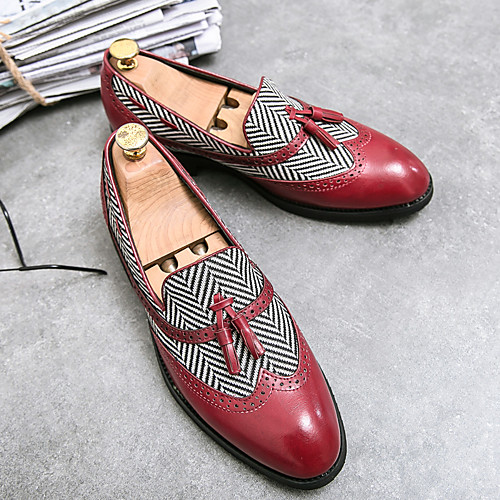 

Men's Loafers & Slip-Ons Dress Loafers Tassel Shoes Penny Loafers Business Daily Walking Shoes PU Breathable Non-slipping Wear Proof Red Brown Spring