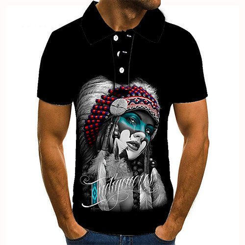 

Men's Golf Shirt 3D Print Graphic Prints Portrait Button-Down Short Sleeve Street Tops Casual Fashion Cool Black / Sports