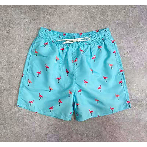 

Men's Casual / Sporty Outdoor 5.5 Inch Inseam Short Sports Daily Beach Shorts Pants Flamingo Short Drawstring Elastic Drawstring Design Blue