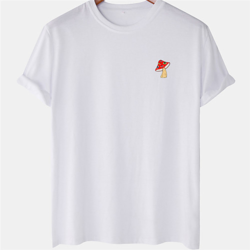 

Men's Unisex Tee T shirt Shirt Hot Stamping Mushroom Plus Size Short Sleeve Casual Tops 100% Cotton Basic Designer Big and Tall White Khaki Gray / Summer