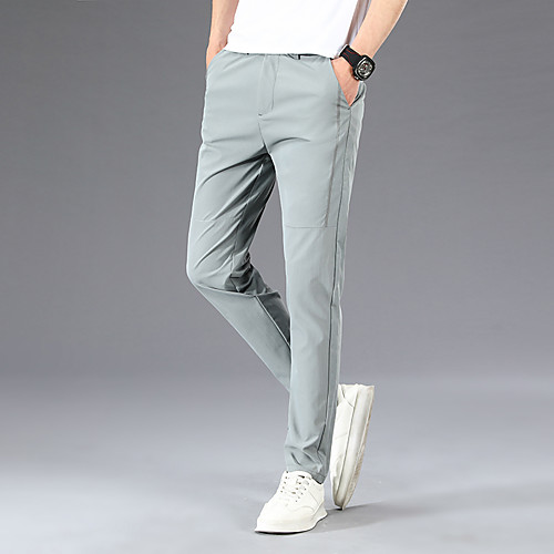 

Men's Chino Daily Chinos Pants Plain Full Length Black Khaki Gray