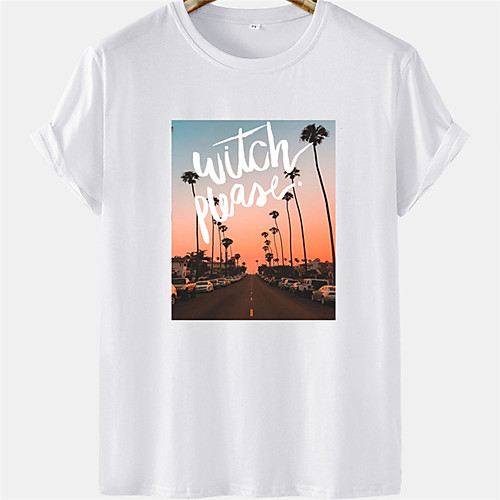 

Men's Unisex Tee T shirt Hot Stamping Scenery Plus Size Short Sleeve Casual Tops 100% Cotton Basic Designer Big and Tall White Black Khaki