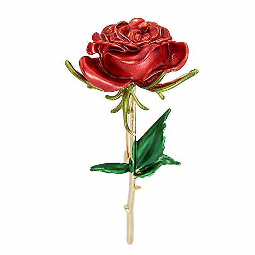 

luluping rose flower brooch pin – enamel rose floral brooch pin (red rose flower brooch pin)