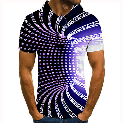 

Men's Golf Shirt 3D Print 3D Graphic Prints Button-Down Short Sleeve Street Tops Casual Fashion Cool Purple / Sports