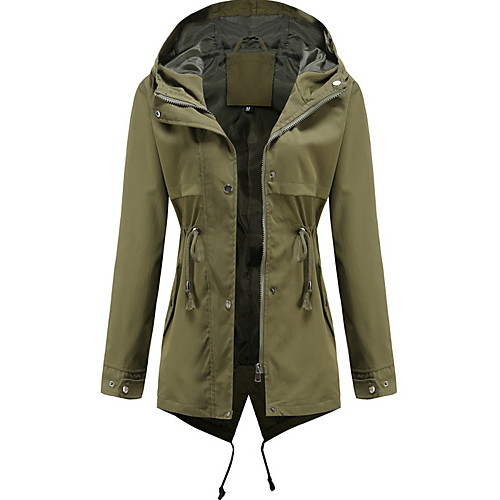 

Women's Trench Coat Daily Spring Summer Regular Coat Regular Fit Elegant Jacket Long Sleeve Solid Colored Print Yellow Wine