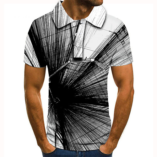 

Men's Golf Shirt Tennis Shirt 3D Print Graphic Prints Linear Button-Down Short Sleeve Street Tops Casual Fashion Cool Black / Sports