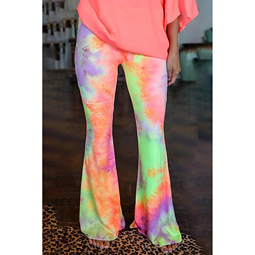 

Women's Basic Casual / Sporty Comfort Casual Weekend Wide Leg Pants Tie Dye Full Length Elastic Waist Orange