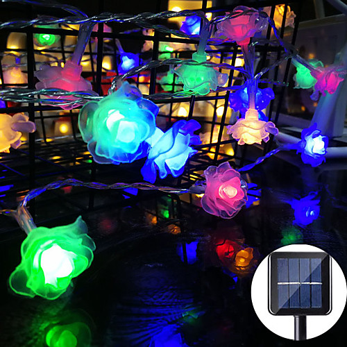 

Solar Rose String Lights Outdoor Waterproof 6.5M 30LEDs Flower Light String Solar Fairy Lights for Wedding Patio Garden Home Landscape Holiday Decoration