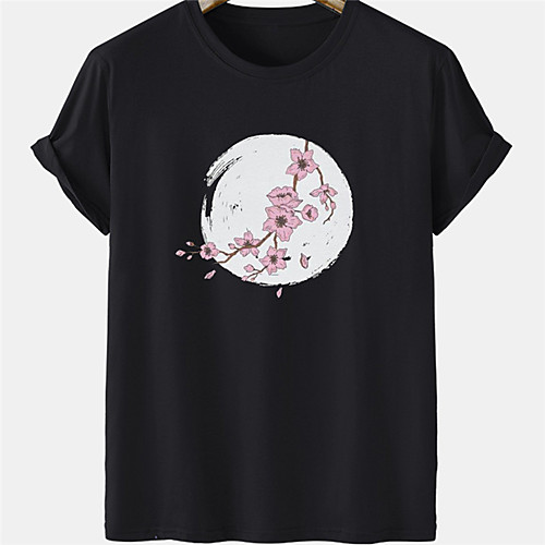 

Men's Unisex Tee T shirt Hot Stamping Floral Plus Size Short Sleeve Casual Tops 100% Cotton Basic Designer Big and Tall Black Blushing Pink Khaki