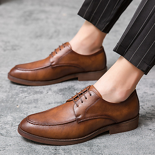

Men's Oxfords Leather Shoes Printed Oxfords Business Vintage Classic Daily Party & Evening Nappa Leather Cowhide Non-slipping Wear Proof Booties / Ankle Boots Black Brown Spring Summer