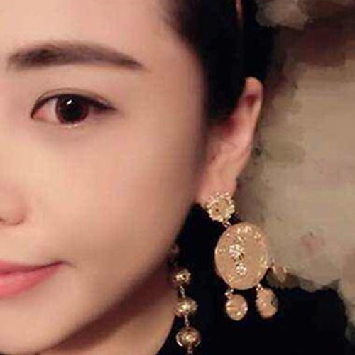 

Women's Hoop Earrings Layered Face Statement Baroque Earrings Jewelry Gold For Party Wedding 1 Pair