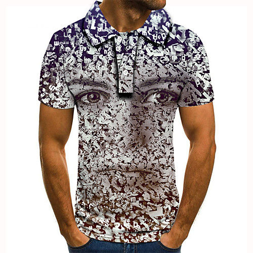 

Men's Golf Shirt Tennis Shirt 3D Print Graphic Prints Portrait Button-Down Short Sleeve Street Tops Casual Fashion Cool White / Sports