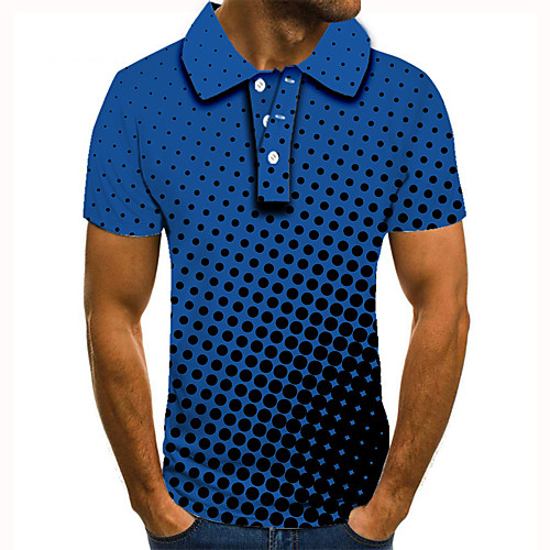 

Men's Golf Shirt Tennis Shirt 3D Print Circle Graphic Prints Button-Down Short Sleeve Street Tops Casual Fashion Cool Blue / Sports