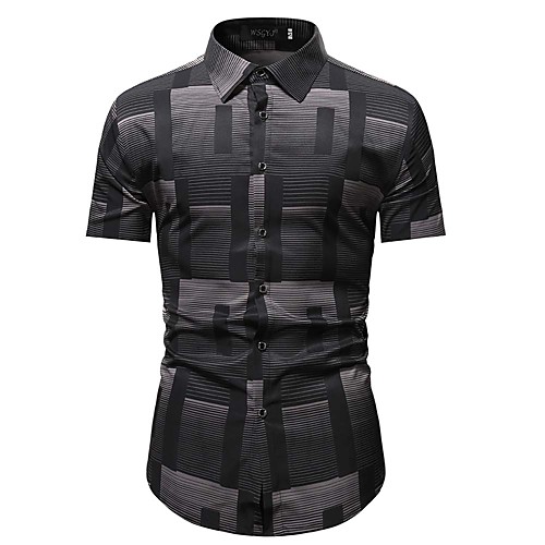 

Men's Shirt Striped Short Sleeve Casual Tops Red Gray