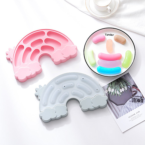 

Sausage Kitchen Mold Food Mould 2 Piece Rainbow Sausages Steaming Sausages Bowel Abrasive Silicone for Children Baby Lunch