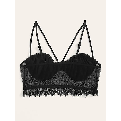 

Women's Bra & Panty Set Lace Bras Triangle Cup Solid Colored Sexy Black