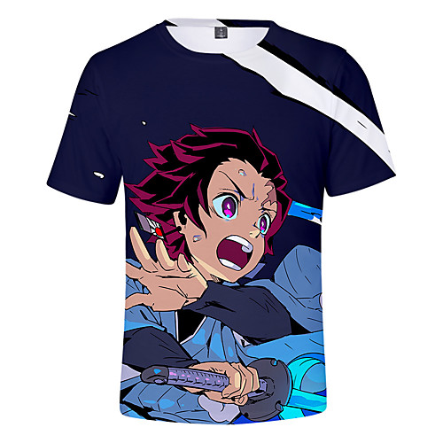 

Inspired by Demon Slayer Kamado Tanjirou Cosplay Costume T-shirt Terylene Graphic Printing T-shirt For Women's / Men's