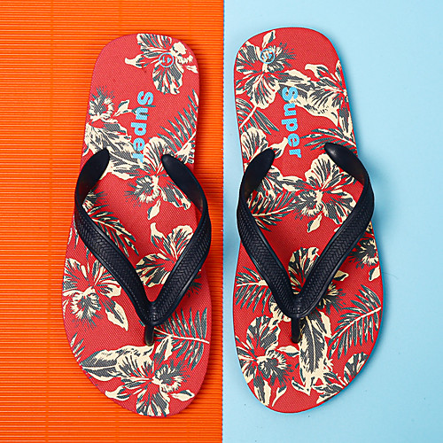 

Men's Slippers & Flip-Flops Flip-Flops Casual Beach Daily Outdoor Synthetics Breathable Non-slipping Wear Proof Booties / Ankle Boots Black Red Spring Summer