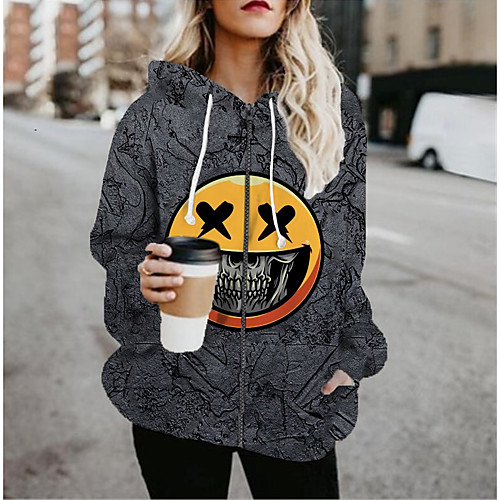 

Women's Jacket Daily Fall Spring Regular Coat Regular Fit Casual Jacket Long Sleeve Cartoon Characters Print Blue / Holiday