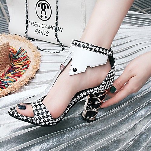 

Women's Sandals High Heel Faux Leather White Black