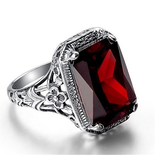 

Ring Geometrical Red Copper Glass Silver-Plated Precious Fashion Vintage 1pc 9 10 / Men's