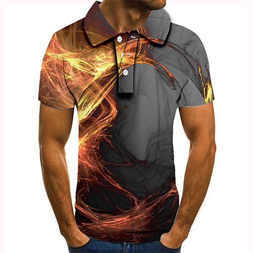 

Men's Golf Shirt Tennis Shirt 3D Print Graphic Prints Streamer Button-Down Short Sleeve Street Tops Casual Fashion Cool Gray / Sports