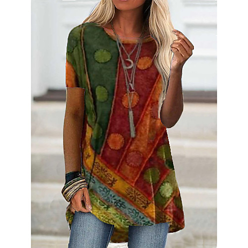 

#2021 amazon aliexpress spring new foreign trade cross-border fashion women's short-sleeved digital printing t桖9099