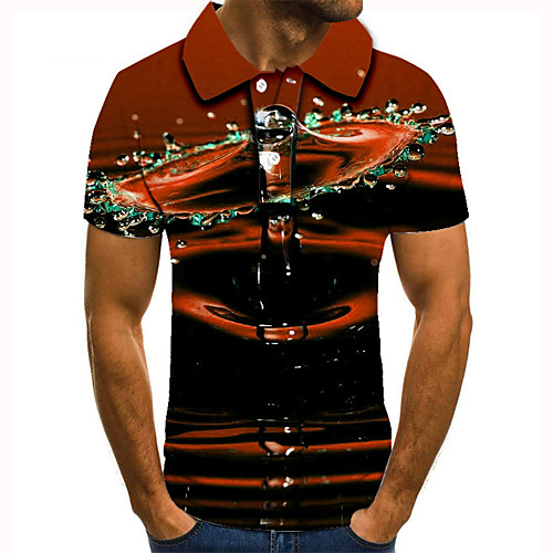 

Men's Golf Shirt Tennis Shirt 3D Print Paisley Graphic Prints Button-Down Short Sleeve Street Tops Casual Fashion Cool Red / Sports