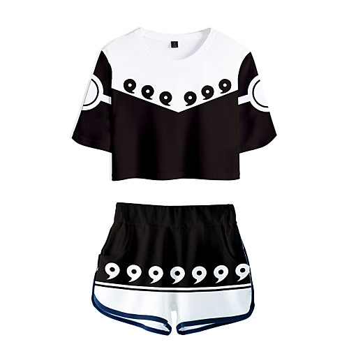 

Inspired by Naruto Naruto Uzumaki Cosplay Costume Outfits Terylene Color Block 2 Piece Printing Harajuku Shorts For Women's / Men's