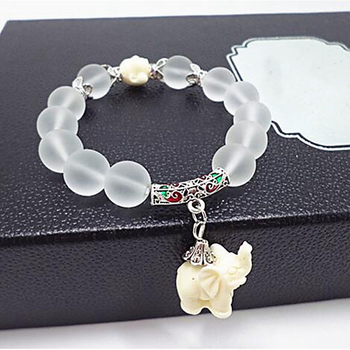 

Women's Bead Bracelet Beads Elephant Stylish Elegant Stone Bracelet Jewelry White For Festival