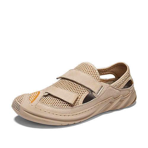 

Men's Sandals 2021 Beach Roman Shoes Daily Outdoor Mesh Breathable Handmade Non-slipping Black Beige Spring Summer
