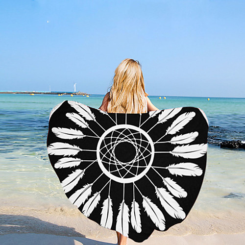 

Microfiber Round Beach Towel Blanket,RETRO Art printing and High Colour Fastness Super Water Absorbent Large Beach Towel
