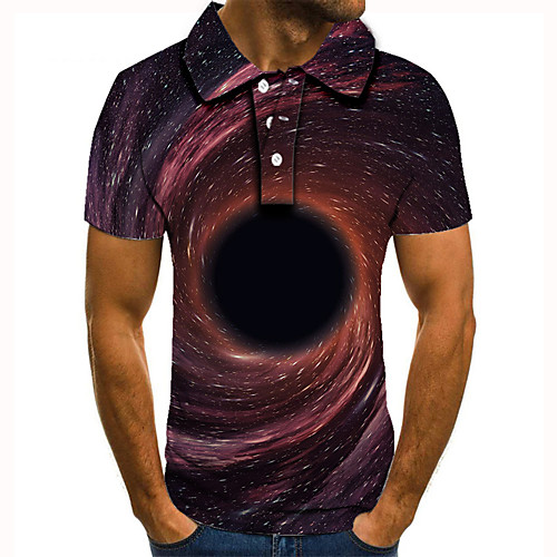 

Men's Golf Shirt 3D Print Graphic Prints Interstellar Button-Down Short Sleeve Street Tops Casual Fashion Cool Brown / Sports