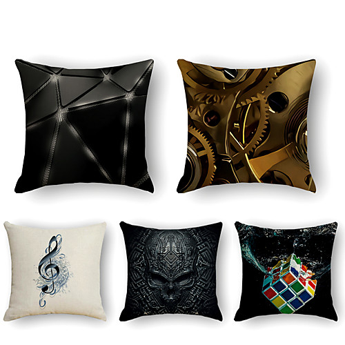 

Cushion Cover 5PCS Faux Linen Soft Print Square Throw Pillow Cover Cushion Case Pillowcase for Sofa Bedroom 45 x 45 cm (18 x 18 Inch) Superior Quality Mashine Washable