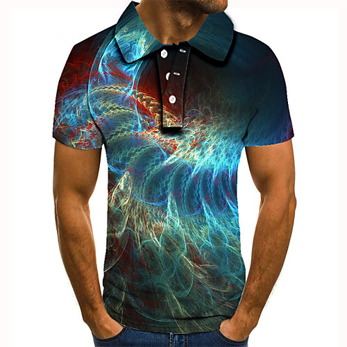 

Men's Golf Shirt 3D Print Graphic Prints Streamer Button-Down Short Sleeve Street Tops Casual Fashion Cool Blue / Sports