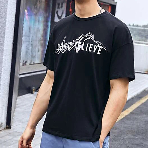 

Men's Unisex Tee T shirt Hot Stamping Graphic Prints Letter Plus Size Print Short Sleeve Casual Tops 100% Cotton Basic Designer Big and Tall Black
